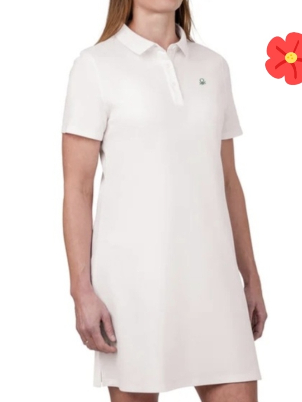 United Colors Of Benetton White Polo with Green Tag